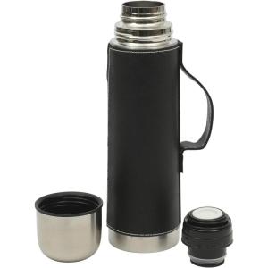imageMr Coffee 4Piece Insulated Drinkware Set  Stainless Steel Thermos Travel Mug with Handle Cup ampamp Lid for Hot ampamp Cold DrinksLeatherette Stainless
