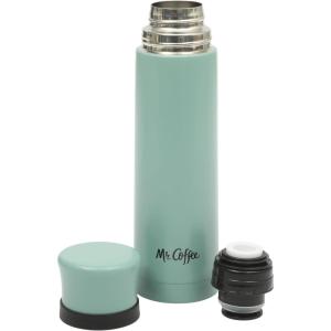 imageMr Coffee 4Piece Insulated Drinkware Set  Stainless Steel Thermos Travel Mug with Handle Cup ampamp Lid for Hot ampamp Cold DrinksSilverleaf Teal