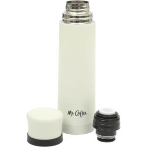 imageMr Coffee 4Piece Insulated Drinkware Set  Stainless Steel Thermos Travel Mug with Handle Cup ampamp Lid for Hot ampamp Cold DrinksSilverleaf White