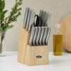 imageOster Baldwyn 5Piece Stainless Steel Knife Block Set with Wood Magnetic Stand  Countertop Display ampamp KnifeSafe StorageBrushed Satin Eckert 15pc