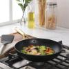 imageOster Platinum Abbottsford 11Inch Matte Black Ceramic Nonstick Wok with Gold Stainless Steel Handle  Flat Bottom Oven ampamp Induction SafeBlack w Gold 11 Skillet