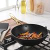 imageOster Platinum Abbottsford 11Inch Matte Black Ceramic Nonstick Wok with Gold Stainless Steel Handle  Flat Bottom Oven ampamp Induction SafeBlack w Gold 11 Wok