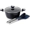 imageOster SmartHandle Advance 13Piece Nonstick Cookware Set  Matte Black Finish Induction Base Detachable Handles Forged Aluminum Oven ampamp Dishwasher Safe With Utensils ampamp Pan ProtectorsBlack  Blue Hawke