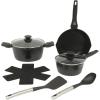 imageOster SmartHandle Advance 13Piece Nonstick Cookware Set  Matte Black Finish Induction Base Detachable Handles Forged Aluminum Oven ampamp Dishwasher Safe With Utensils ampamp Pan ProtectorsMatte Black 13pc SmartHandle