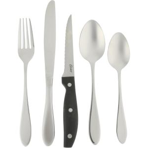 imageOster Stonington 20Piece Stainless Steel Flatware Set with Steak Knives  Service for 4 Silverware Cutlery Utensils Dishwasher SafeSilvermist