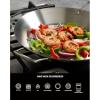 imageBabish 13 Inch TriPly Stainless Steel Paella Pan Large Skillet Griddle Frying Pan  Induction Safe