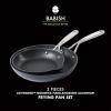 imageBabish 2 Piece 8 and 10 Inch Fry Pan Hard Anodized Laser Titanium Forever Non Stick Technology Durable Frying Pans Set  BlackBlack 2pc Frying Pans Set