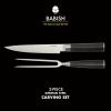 imageBabish 2Piece Carving Knife and Fork Set  8Inch Stainless Steel Carving Knife with 65Inch Fork  Precision Cutlery for Turkey Roast and Meat Carving  Ergonomic ABS HandlesStainless SteelBlack