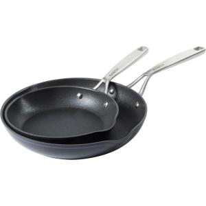 imageBabish 2 Piece 8 and 10 Inch Fry Pan Hard Anodized Laser Titanium Forever Non Stick Technology Durable Frying Pans Set  BlackBlack 2pc Frying Pans Set