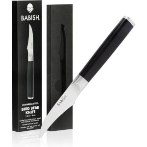 imageBabish 2Piece Carving Knife and Fork Set  8Inch Stainless Steel Carving Knife with 65Inch Fork  Precision Cutlery for Turkey Roast and Meat Carving  Ergonomic ABS HandlesBirds Beak Knife  High Carbon Stainless
