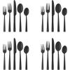 imageGibson Elite Earlston 20Piece Matte Black Stainless Steel Flatware Set  Service for 4 Includes Dinner Forks Salad Forks Knives Dinner Spoons ampamp Teaspoons Dishwasher Safe