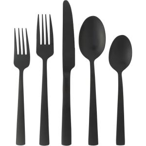 imageGibson Elite Earlston 20Piece Matte Black Stainless Steel Flatware Set  Service for 4 Includes Dinner Forks Salad Forks Knives Dinner Spoons ampamp Teaspoons Dishwasher Safe