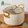 imageBloomhouse  Two Time Oprahs Favorite Things Winner  8 Quart TriPly Stainless Steel Stock Pot with Lid  Dutch Oven Oven Safe Dishwasher SafeAlmond Cream w Gold Handle