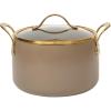 imageBloomhouse  Two Time Oprahs Favorite Things Winner  8 Quart TriPly Stainless Steel Stock Pot with Lid  Dutch Oven Oven Safe Dishwasher SafeCappuccino Cream w Gold Handle