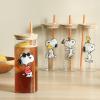 imagePeanuts Snoopy Happy Sips 4 Piece 23 OZ Tumbler Set with 4 Bamboo Lids and 4 Straws Set Iced Coffee Smoothie Water Cup  Dishwasher Safe23oz Happy Sips Tumblers