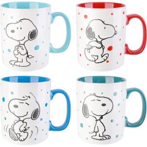 imagePeanuts Snoopy Happy Sips 4 Piece 23 OZ Tumbler Set with 4 Bamboo Lids and 4 Straws Set Iced Coffee Smoothie Water Cup  Dishwasher Safe15oz Peanuts Freckled Joy Mugs
