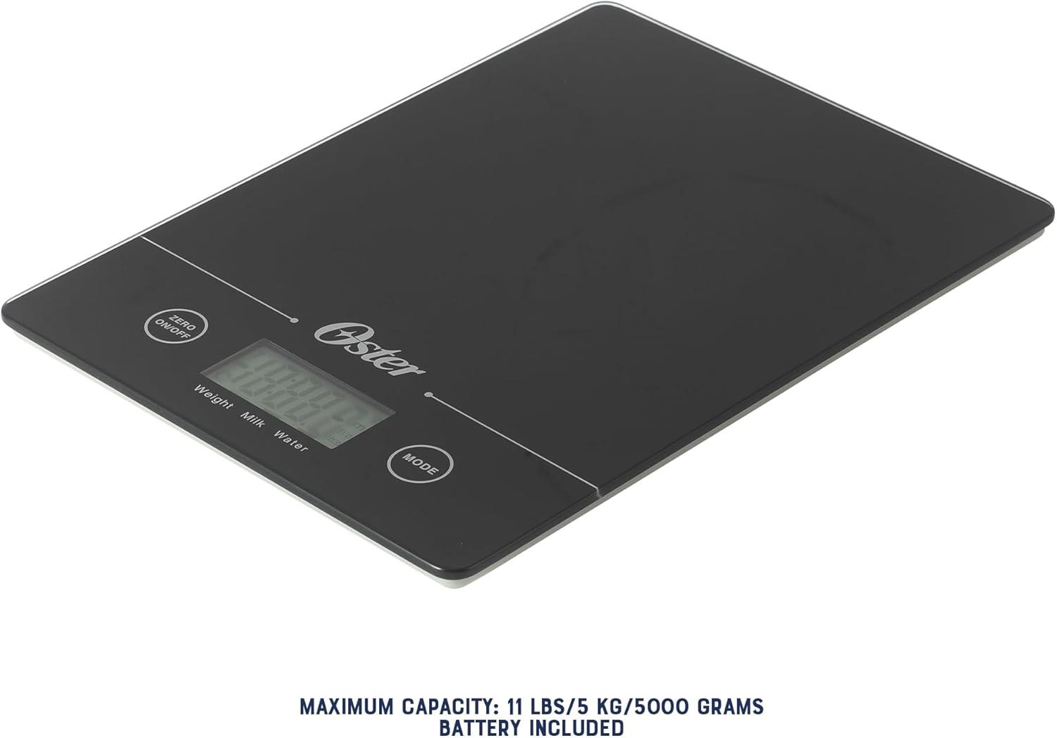 imageOster Gridley Digital Kitchen Scale  High Precision 11 LB Food Scale with LCD Display Tare Function Gram and Ounce Measurement Slim Black DesignBlack Gridley