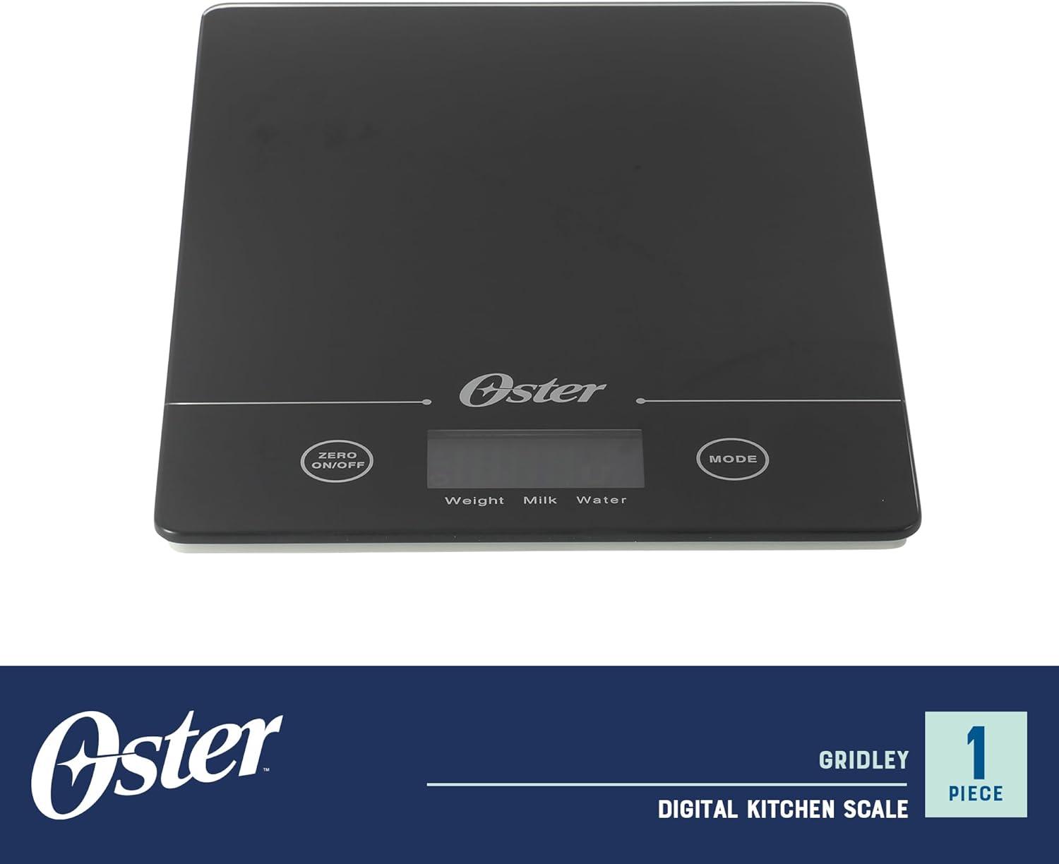 imageOster Gridley Digital Kitchen Scale  High Precision 11 LB Food Scale with LCD Display Tare Function Gram and Ounce Measurement Slim Black DesignBlack Gridley