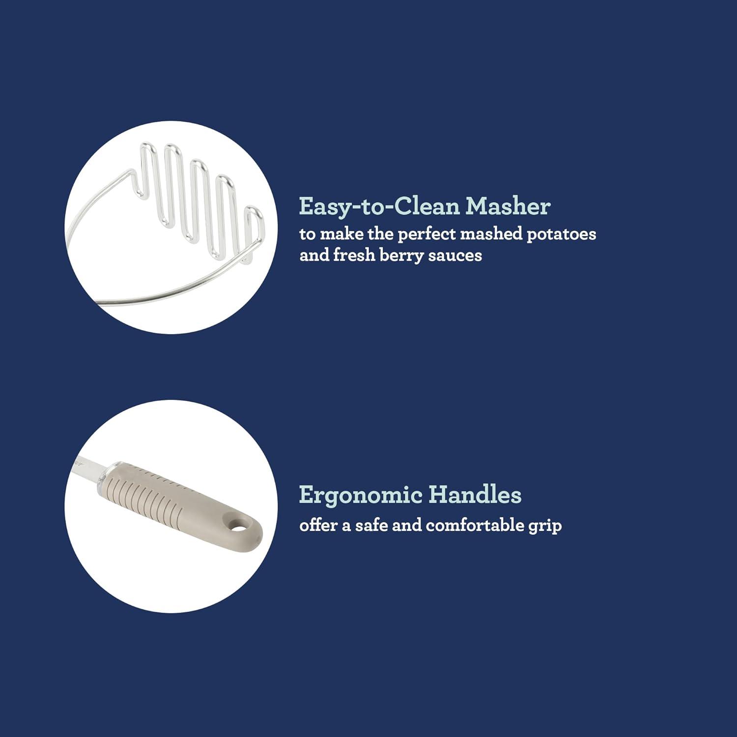 imageOster Newcrest 5Piece Kitchen Utensil Set  Champagne NonSlip Silicone Handles Includes Spatulas Whisk Masher ampamp Grater