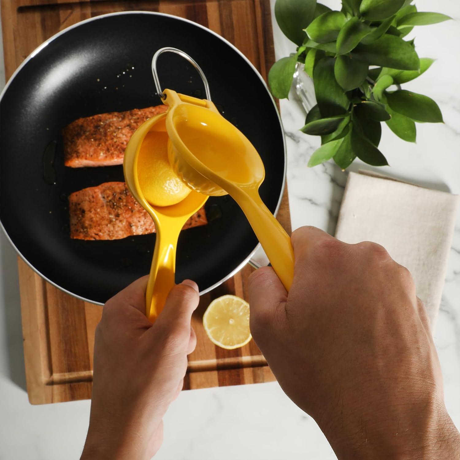 imageOster Ravello Lemon and Lime Squeezer  Manual Handheld Citrus Juicer Press Extractor Durable Kitchen Tool for Fresh Juice Yellow Finish