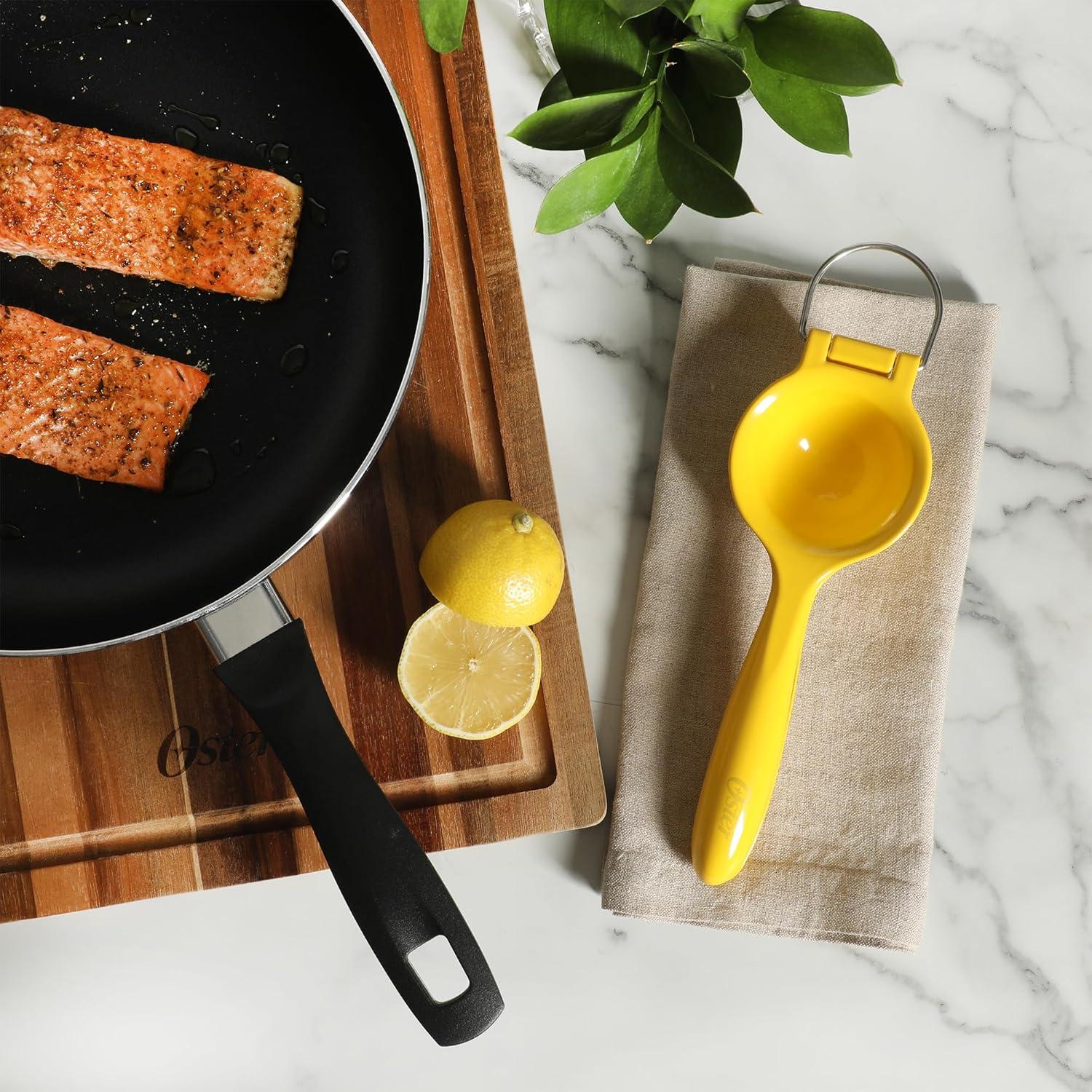 imageOster Ravello Lemon and Lime Squeezer  Manual Handheld Citrus Juicer Press Extractor Durable Kitchen Tool for Fresh Juice Yellow Finish