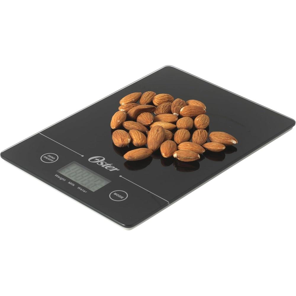 imageOster Gridley Digital Kitchen Scale  High Precision 11 LB Food Scale with LCD Display Tare Function Gram and Ounce Measurement Slim Black DesignBlack Gridley