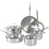 imageSur La Table Kitchen Essentials Chefs Deck 3Piece 53Quart Stainless Steel Dutch Oven with Steamer Insert ampamp Glass Lid  Induction Ready TriPly Base Polished Finish ampamp Hollow StayCool HandlesStainless Steel