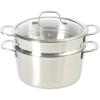 imageSur La Table Kitchen Essentials Chefs Deck 3Piece 53Quart Stainless Steel Dutch Oven with Steamer Insert ampamp Glass Lid  Induction Ready TriPly Base Polished Finish ampamp Hollow StayCool HandlesStainless Steel