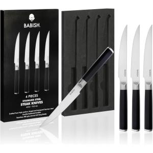 imageBabish 8Inch Chef Knife  HighCarbon 14116 German Steel Kitchen Knife FullTang Razor Sharp Chefs Blade for Chopping Slicing Dicing ampamp Everyday PrepSteak Knife Set  High Carbon Stainless
