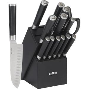 imageBabish HighCarbon 14116 German Steel 15 Piece Full Tang Forged Cutlery Kitchen Knife Block Set  Stainless Steel15Piece Block Set  High Carbon Stainless
