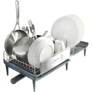 imageKenmore Loxdell Expandable Full Size Rust Resistant Dish Rack with Drain Board and Flatware Caddy