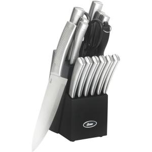imageOster Eddington 16 Piece Stainless Steel Kitchen Knife Block Set With Textured Good Grip Handles