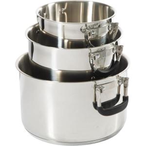 imageOster Platinum Silverbolt 6 Piece Stackable SpaceSaving Dutch Oven Sauce Pan Cookware SetStainless Silverbolt