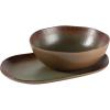 imageBloomhouse  Two Time Oprahs Favorite Things WInner  Santorini Mist 16 Piece Double Bowl Terracotta Dishes Reactive Glaze Plates and Bowls Dinnerware Set  Driftwood Brown  Service for 4Cardamom Green