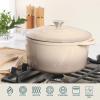 image:imageGibson Home Addlestone 5 Qt Enameled Cast Iron Dutch Oven Pot with Lid  Round Oven Safe to 500F Ideal for Bread Baking amp Stews  Gradient TaupeGradient Taupe