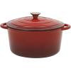 image:imageGibson Home Addlestone 5 Qt Enameled Cast Iron Dutch Oven Pot with Lid  Round Oven Safe to 500F Ideal for Bread Baking amp Stews  Gradient TaupeGradient Red