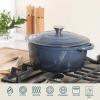 image:imageGibson Home Addlestone 5 Qt Enameled Cast Iron Dutch Oven Pot with Lid  Round Oven Safe to 500F Ideal for Bread Baking amp Stews  Gradient TaupeGradient Navy Blue