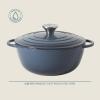 image:imageGibson Home Addlestone 5 Qt Enameled Cast Iron Dutch Oven Pot with Lid  Round Oven Safe to 500F Ideal for Bread Baking amp Stews  Gradient TaupeGradient Navy Blue