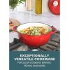 image:imageGibson Home Addlestone 5 Qt Enameled Cast Iron Dutch Oven Pot with Lid  Round Oven Safe to 500F Ideal for Bread Baking amp Stews  Gradient TaupeGradient Red