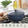 image:imageGibson Home Addlestone 5 Qt Enameled Cast Iron Dutch Oven Pot with Lid  Round Oven Safe to 500F Ideal for Bread Baking amp Stews  Gradient TaupeGradient Navy Blue