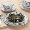 image:imageGibson Home Admiral Hall 12Piece Matte Stoneware Dinnerware Set  Dinner Plates Salad Plates amp Bowls with Pink Floral Pattern Durable Everyday Dish Set Microwave amp Dishwasher SafeBlue Floral Palace Suite