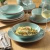 image:imageGibson Home Admiral Hall 12Piece Matte Stoneware Dinnerware Set  Dinner Plates Salad Plates amp Bowls with Pink Floral Pattern Durable Everyday Dish Set Microwave amp Dishwasher SafeTeal Stonebury
