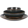 image:imageGibson Home Admiral Hall 12Piece Matte Stoneware Dinnerware Set  Dinner Plates Salad Plates amp Bowls with Pink Floral Pattern Durable Everyday Dish Set Microwave amp Dishwasher SafeBlack Hazeltine