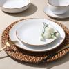 image:imageGibson Home Admiral Hall 12Piece Matte Stoneware Dinnerware Set  Dinner Plates Salad Plates amp Bowls with Pink Floral Pattern Durable Everyday Dish Set Microwave amp Dishwasher SafeWhite Hazeltine