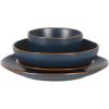 image:imageGibson Home Admiral Hall 12Piece Matte Stoneware Dinnerware Set  Dinner Plates Salad Plates amp Bowls with Pink Floral Pattern Durable Everyday Dish Set Microwave amp Dishwasher SafeNavy Blue Hazeltine