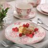 image:imageGibson Home Admiral Hall 12Piece Matte Stoneware Dinnerware Set  Dinner Plates Salad Plates amp Bowls with Pink Floral Pattern Durable Everyday Dish Set Microwave amp Dishwasher SafePink Floral Admiral Hall