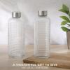 image:imageGibson Home Aspen Heights 2 Pack 33 OZ 1 Liters Large Embossed Reusable Glass Bottles wAirtight Leakproof Stainless Steel Lid Pitcher for Water Milk Juice  Dishwasher SafeAspen Heights 33oz