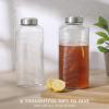 image:imageGibson Home Aspen Heights 2 Pack 33 OZ 1 Liters Large Embossed Reusable Glass Bottles wAirtight Leakproof Stainless Steel Lid Pitcher for Water Milk Juice  Dishwasher SafeAspen Heights 64oz