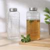 image:imageGibson Home Aspen Heights 2 Pack 33 OZ 1 Liters Large Embossed Reusable Glass Bottles wAirtight Leakproof Stainless Steel Lid Pitcher for Water Milk Juice  Dishwasher SafeWhistler Peak 64oz