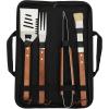 image:imageGibson Home Barbeque Basics Set 4 Piece Tools Set wWalnut Handles amp Canvas Storage Bag